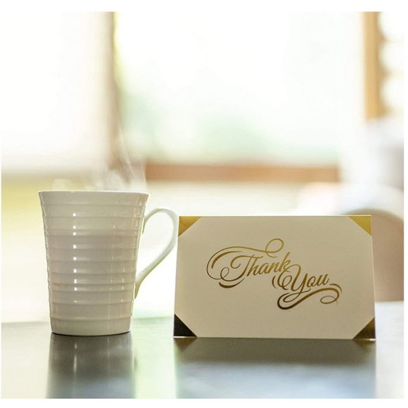 100 Thank You Cards Black, white with gold foil & gold foil sticker seals - Picture 3 of 8